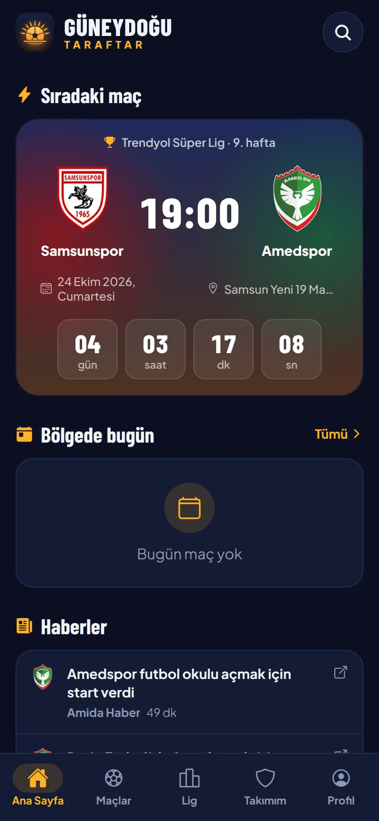 Uygulama ana ekranı