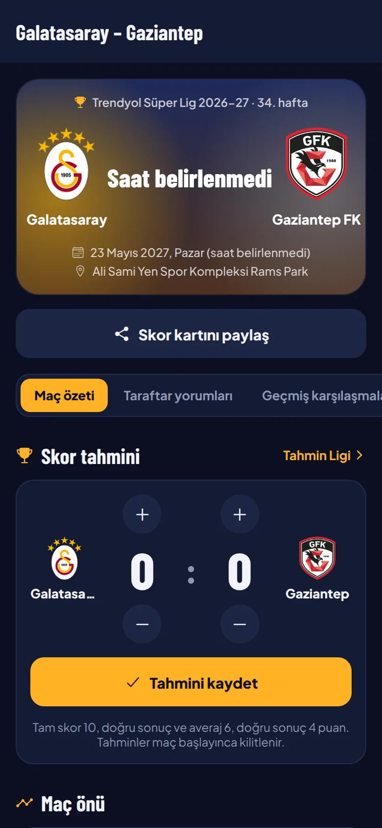 Maç detayı